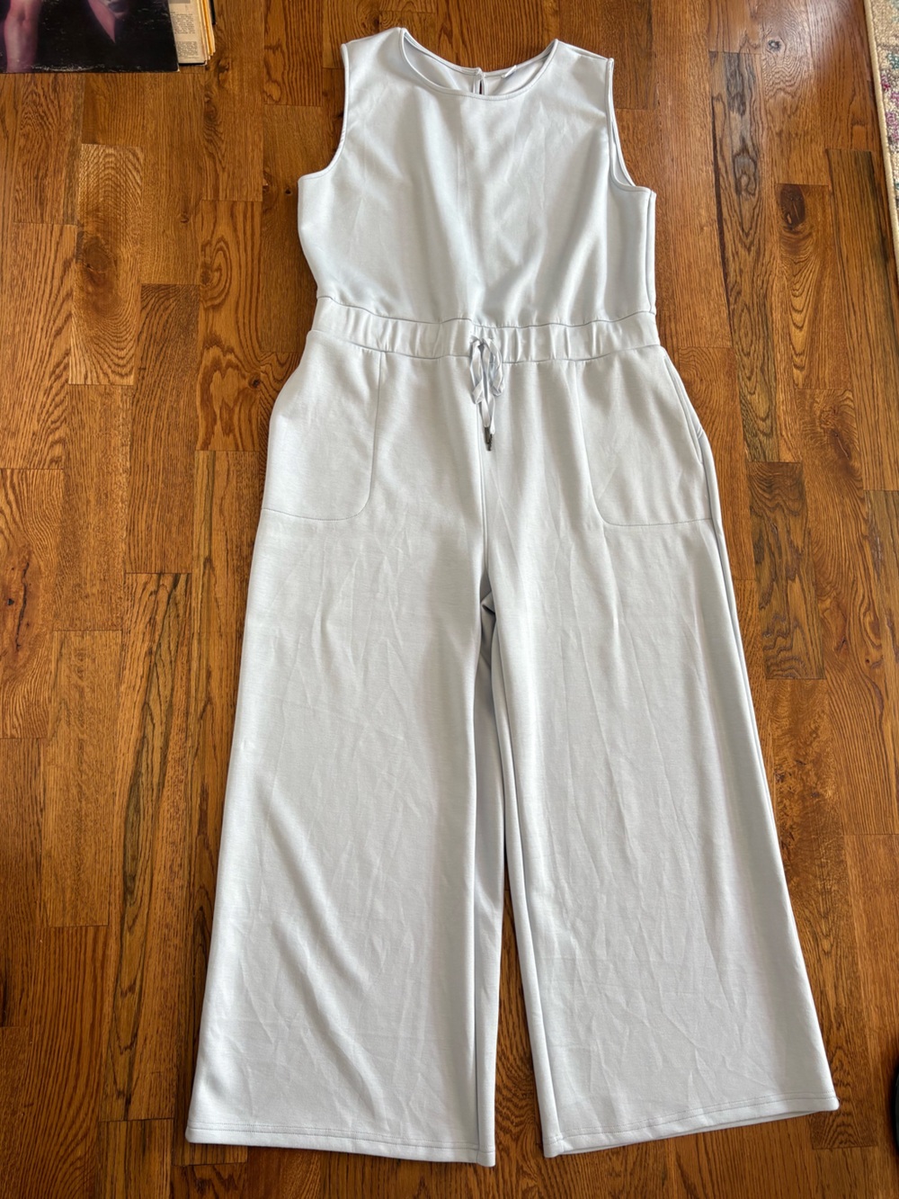ANRABESS Women’s Sleeveless Wide Leg Blue Grey Jumpsuit Cozy Travel XXL